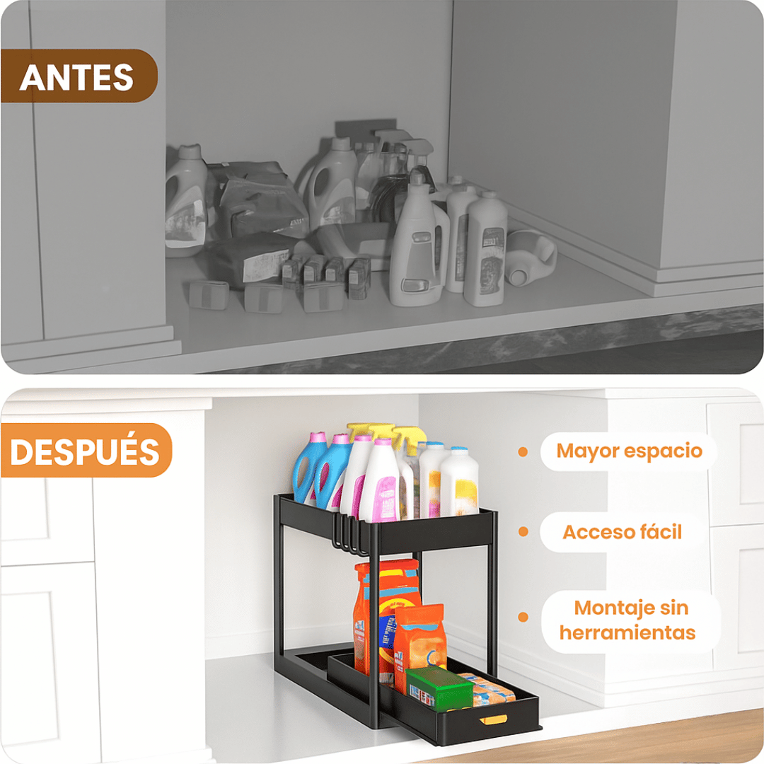 Antes y después de usar el organizador